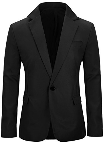 Allthemen Mens Casual Blazer Suit Jackets Slim Fit One Button Solid Suits Coat Casual Jacket Tops, S, Black