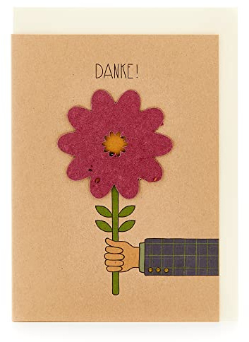 Die Stadtgärtner – Dankeskarte mit Saatpapier I Grußkarte für viele verschiedene Anlässe mit Blumen-Motiv I Saatpapier mit Wildblumen-Samen I Karte mit Umschlag I 10,5 x 14,8 cm (DIN A6)
