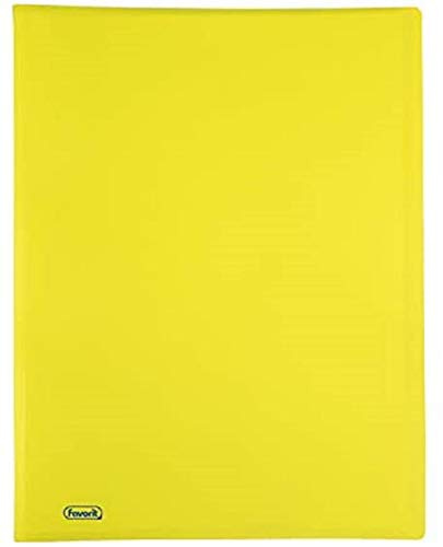 Favorit 400102289 Portalistino Neon con 20 Buste Formato Interno 22X30 cm, Giallo Fluo