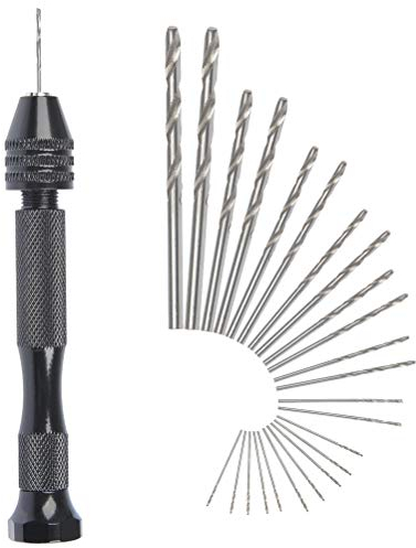 FOCCTS 26PCS Mini Taladro Manual Aluminio,Simulacros Manuales,Taladro de Madera Manual,Agujero de Taladros Manuales,Taladro Manual con Puntas,Taladro de Torcedura Bits,perforador manual modelismo