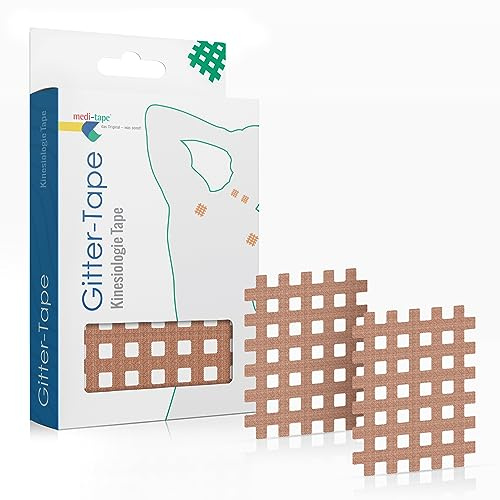 Medi-Tape Gittertape Typ C – 40 Stück Gitterpflaster, Hochwertiges Akupunkturpflaster - Cross Tape Schmerzpunkte oder als Narbenpflaster, Selbstklebend und vielseitig einsetzbar