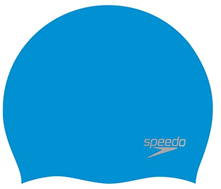Speedo Unisex Plain Moulded Silicone Swimming Cap | Tried and Trusted, Blue/Silver, One Size