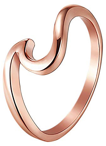 Flongo Damenring Frauen Ringe Ring BFF Midi-Ringe, Blogger Fingerknöchel Stapeln Ringe Silber Gold Rosegold mit Welle Design