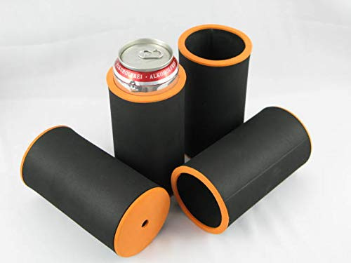 asiahouse24 Mit Buntem Rand - 4er Set Schwarz Getränkekühler 0,5l Dosenkühler - Bierkühler - Neoprenkühler für alle genormten 0,5l Bierdosen aus hochwertigen 5-6mm starken Neopren