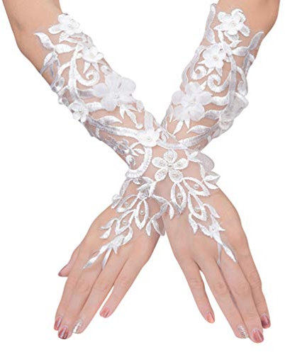 Hochzeitshandschuhe Spitzenhandschuhe fingerlose lange weiße Handschuhe für besondere Anlässe Frauen