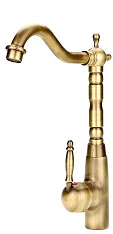 Haofy Robinet d'évier rétro 360 degrés Bec pivotant Robinet d'évier de Cuisine mélangeur d'eau Chaude et Froide, Robinet d'évier de lavabo de Cuisine en Laiton avec 2 tuyaux