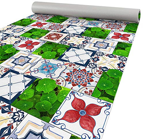 ANRO Küchenläufer Läufer Küchenteppich Flur Teppichläufer Polyester Pflegeleicht Fliesengarten 120x78cm