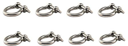 304 Edelstahl Bogenform M8 Schäkel Europäischer Stil Heavy Duty Lasthebeklemme für Kette Marine Schnalle 8 Stück