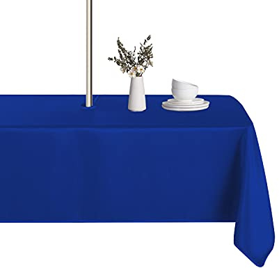 LUSHVIDA Tovaglia quadrata per esterni con foro per ombrello e cerniera, 152 x 152 cm, blu, lavabile, impermeabile, a prova di fuoriuscite e grinze, per patio, primavera, estate, picnic, barbecue