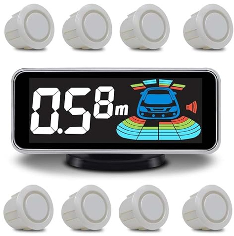 ELSNU Backup Parktronic System Car Auto Vehicle Reverse with 8 Parking Sensors kit Distance Detection LCD Distance Display Sound Warning …