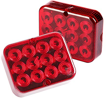 Qiping 2 Pack Rouge Feu Antibrouillard LED 12V, Feux de Brouillard Arrière avec E-Mark feu de stop Imperméable