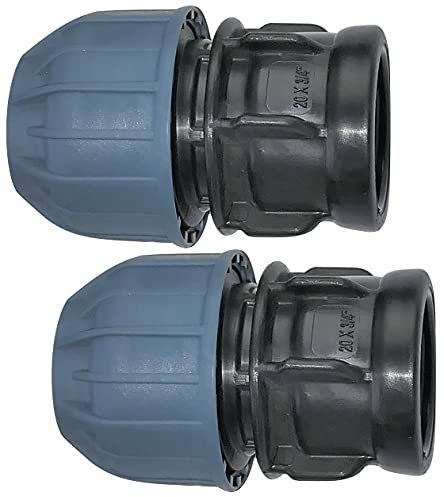 AERZETIX - C51926 - Set di 2 - Manicotto/adattatore filettato - riduttore a compressione diritto - raccordo filettato femmina 3/4 - per tubo Ø20mm - in polipropilene - connettore/riparatore