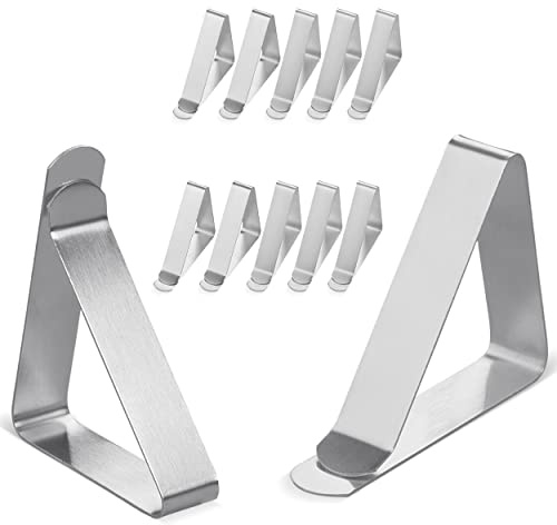 Large Tablecloth Clips [USA Based Brand]- 12 Pack Stainless Steel, Rust Proof Table Cloth Holding Clip - Perfect for Folding, Picnic, Party, and Outdoor Tables-Fits for 1.8~3 Inch Thick Table