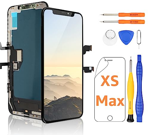 Yodoit Display für Phone XS Max LCD Bildschirm Vormontiert Komplett Vormontiert Glas Ersatz mit Reparaturset 6,5 Zoll. Schwarz
