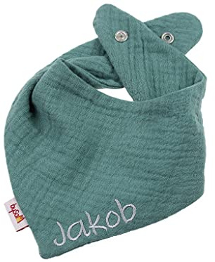 Musselin - Halstuch mit Namen personalisiert * uni jadegrün NEU * Sabbertuch