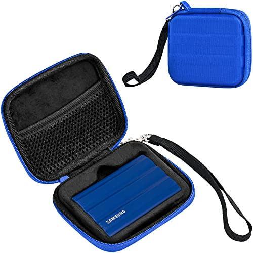 ProCase Carrying Case for Samsung T7 Shield External SSD with 2 Cable Ties, Hard EVA Shockproof Storage Travel Organizer for T7 Shield Portable Solid State Drive USB 3.2 1TB 2TB -Blue