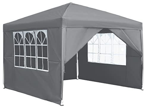 NAIZY Pavillon 3x3m Faltpavillon Wasserdicht Stabil Winterfest Faltbar Gartenpavillon mit 4 Seitenteilen & Fenstern & Tragetasche Weidezelt Gartenzelt UV-Schutz Grillpavillon Partyzelt, Hellgrau