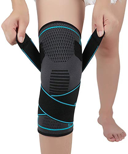 NTRH Knee Support Brace for Women and Men,Adjustable Compression Knee Brace for Arthritis,Joint Pain,Ligament Injury,Meniscus Tear,ACL,MCL,Walking,Running,Sports(single) (XL, Blue)