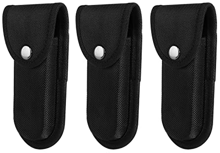 HsentimenH 3 Pièces Etui Couteau pour Lame Pliante, Étui à Couteau de Poche avec des Boutons, Etui Couteau Ceinture en Tissu Oxford Longueur Intérieure 13cm pour Camping Randonnée