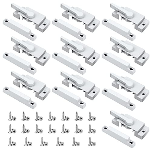 HIMOMO 10 Pack Window Latch, White Sash Window Locks Window Latches Tilt Window Latch Cam Action Security Window Locks Replacement Window Locks for Horizontal Sliding Windows Double Hung