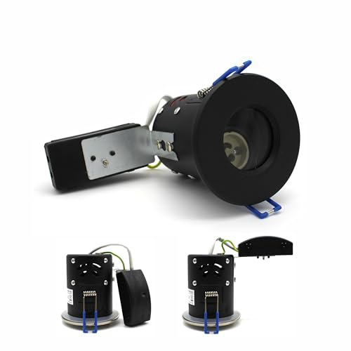 sanlumia 2 X LED Fire Rated Downlight Can GU10 Recessed Ceiling Twist & Lock Interchangeable Downlight IP65 SatinNickel