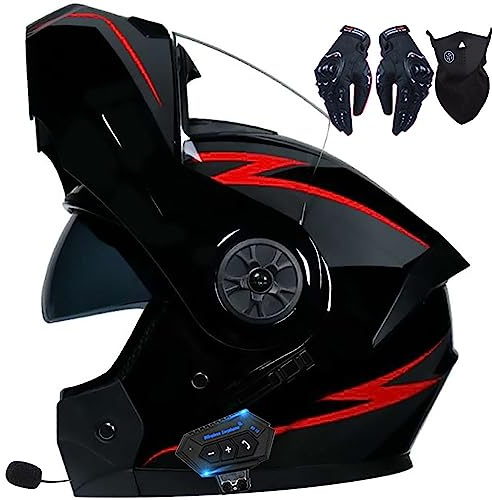 Helm Motorrad Modularer Bluetooth-Helm Klapphelm Full Face Motorradhelm mit ECE Zertifiziert Damen Herren Integralhelme Motorrad Integrierter Roller-Helm Mofa Helm Moped-Helm