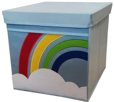 Generisch Aufbewahrungsbox mit Deckel für Kinder für Würfelregal Stoffbox Faltbox Regenbogen Vlies blau