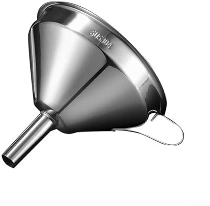 Embudo de cocina de acero inoxidable, embudo cónico con asa, tolva de metal para llenado de cocina, filtro de alimentos para transferir líquidos, aceite (L)