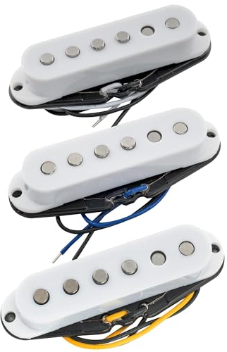 Musiclily Pro ST-60SE Staggered Alnico 5 Single Coil Tonabnehmer Pickups Set für Strat Style E-Gitarre, Weiß