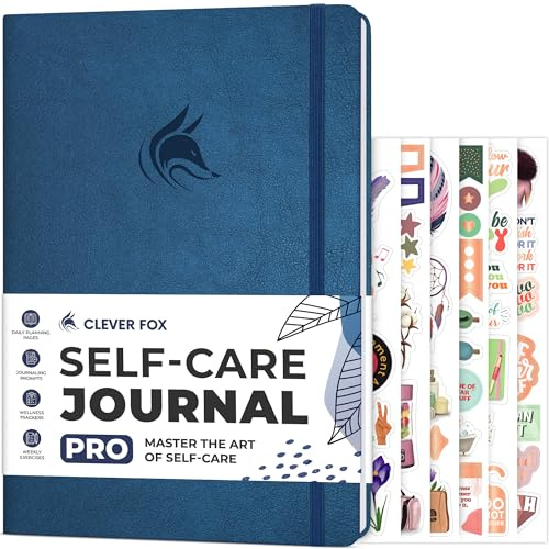 Clever Fox självvårdande journal PRO – Wellness & Daily Reflection anteckningsbok – psykisk hälsa, meditation och humördagbok för kvinnor, 17,8 x 25,4 cm (Mystic blå)