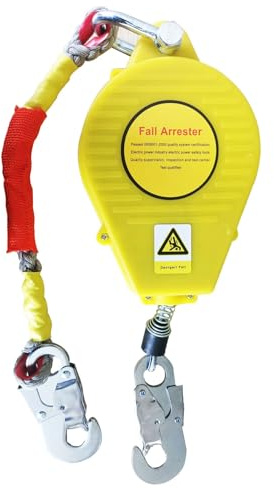 Höhensicherungsgerät, Fallschutz Absturzsicherung Einziehbar, Sicherheitsgurt mit Automatischer Sperrfunktion für Arbeiten in der Höhe, Maximale Belastung 150kg(Color:Yellow,Size:10m)