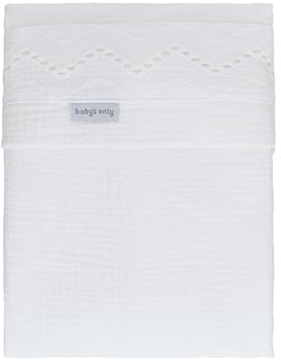 Baby's Only - Gitterbettlaken Calm - Gitterbettwäsche mit Stickerei - Bettwäsche - Babybettwäsche für Mädchen - Kinderbettwäsche - Musselin Bettwäsche - Weiß - 120x150-100% Baumwolle