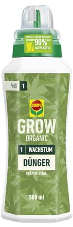 COMPO GROW ORGANIC Wachstum Dünger für Spezialkulturen - Dünger für Indoor & Outdoor - Spezialdünger für die Wachstumsphase - organisch - 500ml, braun | Spezialdünger für die Wachstumsphase von Spezialkulturen, kräftiges vegetatives Wachstum, 100% bio Qualität