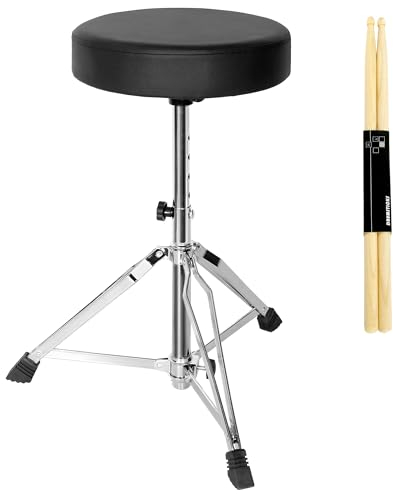 OUUTMEE Drum Throne Drumhocker, gepolsterter Sitz, 18,1 bis 22,8 Zoll, höhenverstellbar, runde Oberseite, Drum Chair mit Stabiler Stativbasis, Percussion und Keyboardspieler