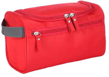 harayaa Trousse de toilette de voyage, sac de rasage suspendu pour hommes et femmes, Portable avec poignée, sac de toilettage, sac de bain de voyage, sac à, Rouge