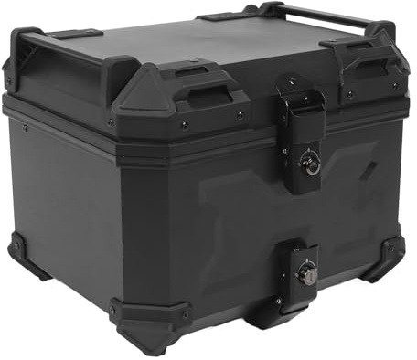 Luocute 45L Motorrad-Topbox, Universeller Wasserdichter Gepäckaufbewahrungskoffer Hinten mit Rückenlehne, Griff, Schloss für Helm, Aluminium-KofferraumHeckbox, Reflektierende