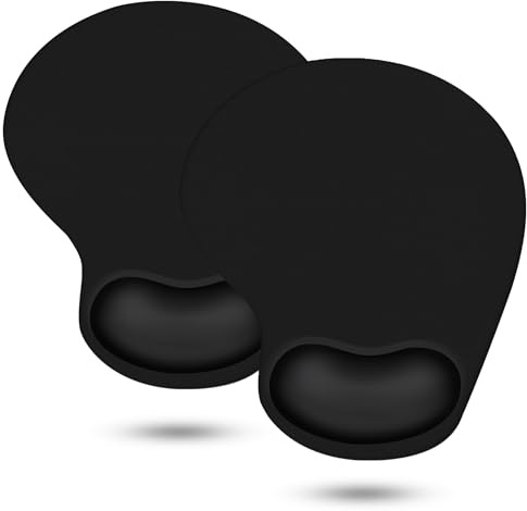 2 alfombrillas de mouse con soporte de muñeca de espuma viscoelástica, cómoda base de goma antideslizante, superficie de gel especial resistente al agua, compatible con ratones láser y ópticos (negro)