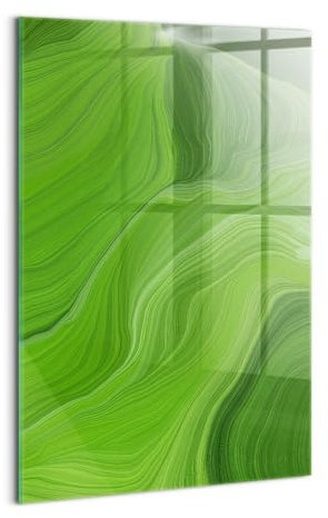 Wallfluent Dicke 4mm Wandbild Glasbild Gehärtetes Glas Mit Motiv 40x60cm Bild Wanddekoration Für die Küche Badezimmer und Schlafzimmer - Moderne Wellen