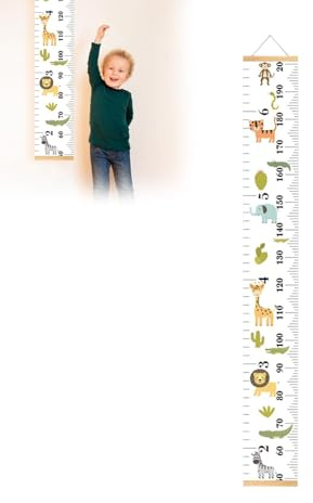 Fokroin Messlatte Kinder, GrößEnmesser füR Kinder, Tier MeßLatte Kinder Wachstumsmesser Messleiste, Messlatten füR Baby- & Kleinkinderzimmer, Messleite Lineal füR Kinder 150cm X 20cm