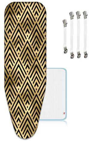 ZJBKX Bügelbrettbezug für Dampfbügelstation, geeignet für Bügelbrett von 35 –50 cm x 135 – 150 cm, mit 4 Bezugsspanner, 1 Bügeldecke