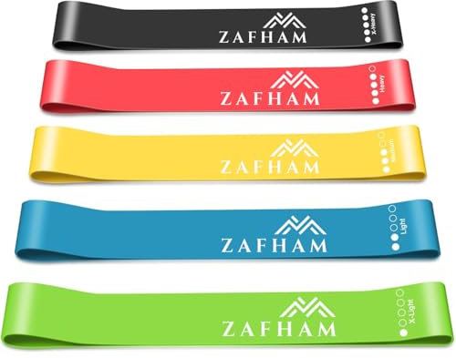 ZAFHAM Resistance Bands [Set of 5] 100% Latex Material with 5 Different Resistance Levels for Men and Women Skin-Friendly Resistance Fitness Exercise Loop Bands with 5 Different Resistance Levels