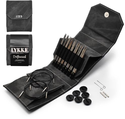 Lykke - 12,7 cm Treibholz austauschbare Nadeln Starter-Set, grauer Denimbeutel