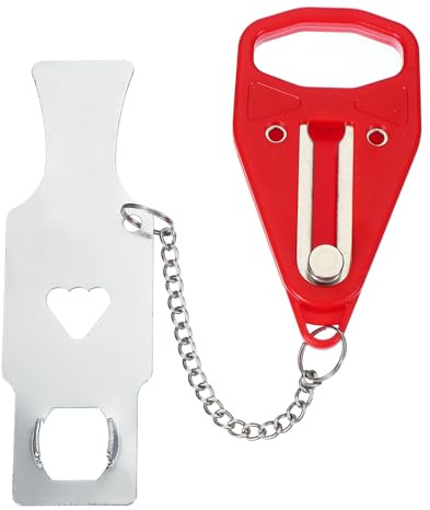 PATIKIL Hotel Door Lock, 1 Pack Heavy Duty Extra Lock for Additional Privacy and Safety Perfect for Traveling Hotel Home Apartment Single Hole Red