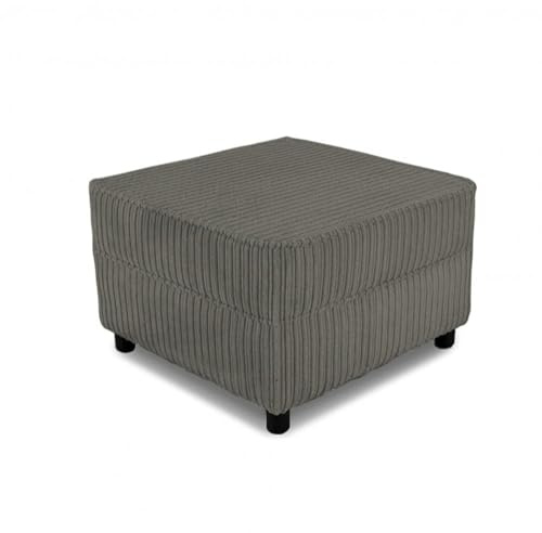SOFASELECTIONUK LTD Stylish Jumbo Cord Foot stool – Perfect Living Room Furniture Accessory for Chairs, Couches & Swivel Armchairs | Luxurious Pouffe with Soft Durable Fabric (Grey, Footstool)
