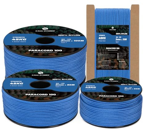 Kamu Synber 2mm Paracord 30M 100% Nylon Seil Reißfeste Schnur mit 1 Kern Typ I Allzweckseil für Basteln, Outdoor, Camping, Survival | Tragkraft 45kg | Dunkelblau