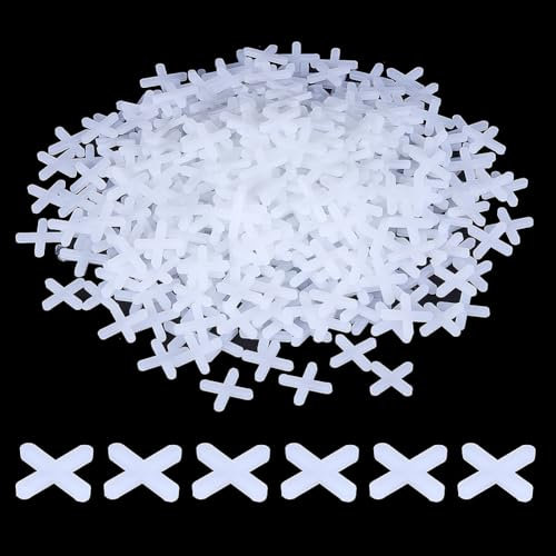 WEBEEDY 700 pezzi croce per piastrelle, per pavimenti e piastrelle da parete, 1 mm, distanziatori a croce, riutilizzabili, per installazione in pietra in ceramica (bianco)