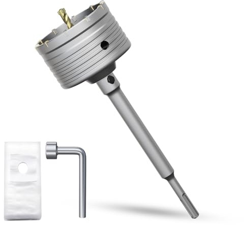 METOTY 4 Concrete Hole Saw,102mm Masonry Hole Saw, with 220mm SDS Plus Shank Connecting Rod for Concrete Brick Cement Stone Wall Drilling Home Improvement (102mm |4)