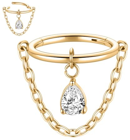 AROWRO Hängande snäcka helix brosk öronsnibb orbital piercing smycken 316L kirurgiskt stål näsa septum ring för kvinnor män