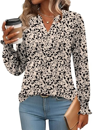 Rapbin Chemisier pour femme - Col en V - Boutonnière - Tunique - Manches courtes - Haut d'été élégant et décontracté