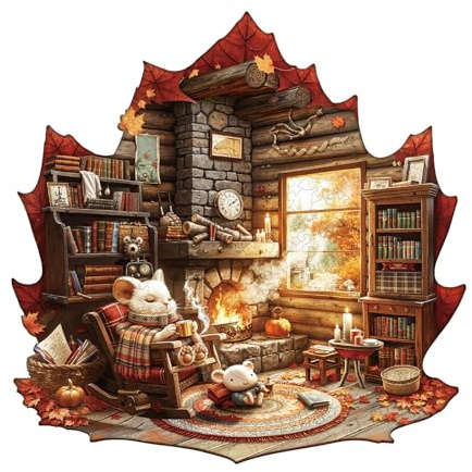 Holzpuzzle Erwachsene, 250 Teile Ahornblatt-Geschichte Puzzles, 34 * 33.8cm Wood Puzzle, Unregelmäßige Einzigartige Tierform Holzpuzzles für Erwachsen, Schön Geschenk für Familie und Freunde